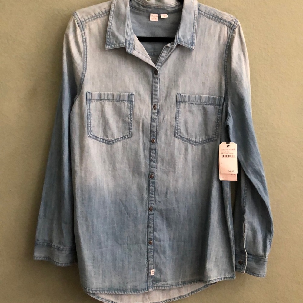 Melrose & Market Denim Button Down Top